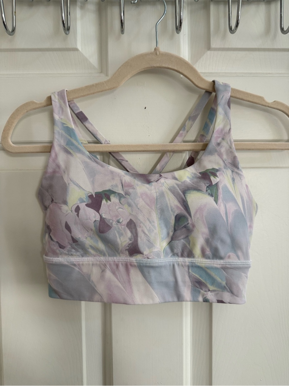 Lululemon Energy Longline Bra - Watercolor Pastel Purple, Grey, Blue